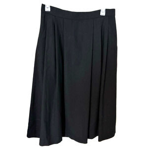 Vintage 80's Evan Picone Black Pleated A-Line Lined Wool Midi Skirt Vtg Sz 14